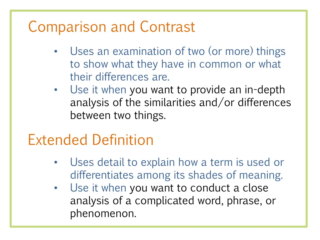 comparison and contrast
