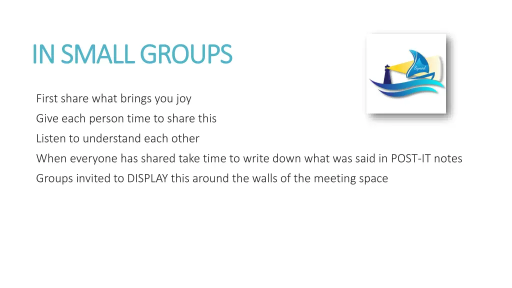 in small groups in small groups