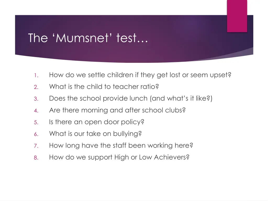 the mumsnet test