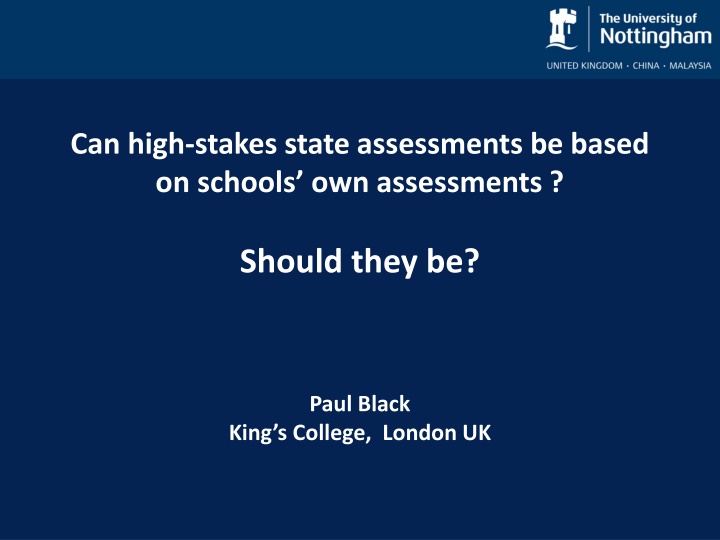 can high stakes state assessments be based