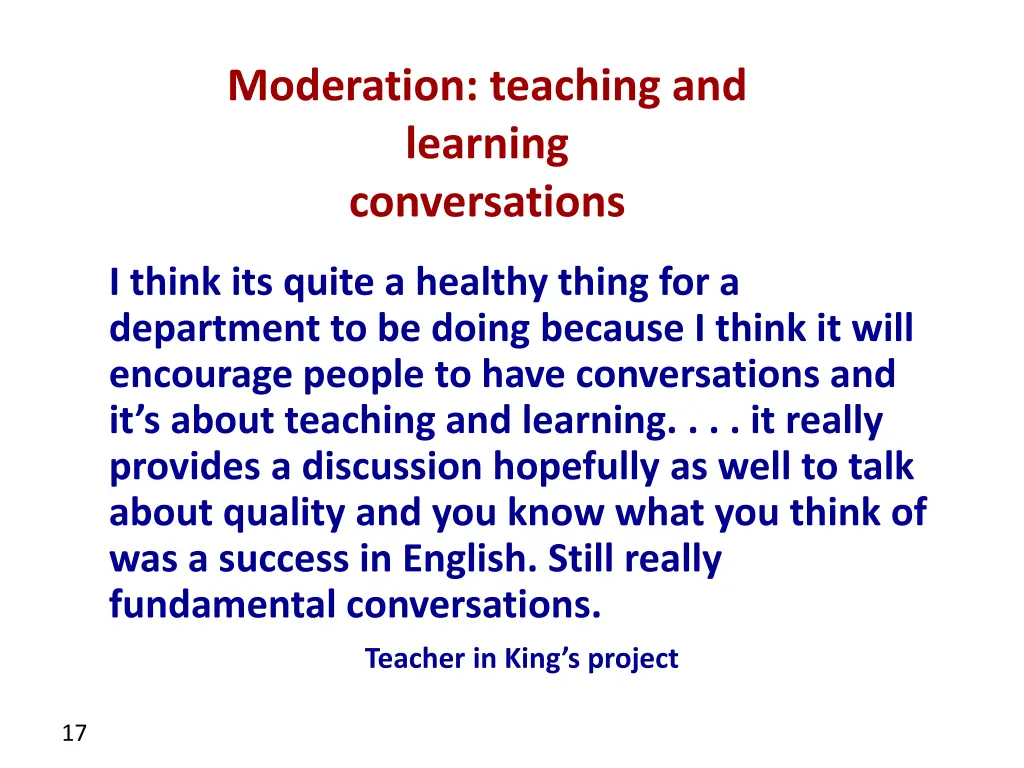 moderation teaching and learning conversations
