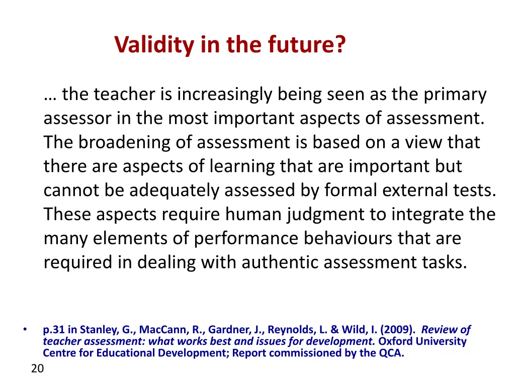 validity in the future