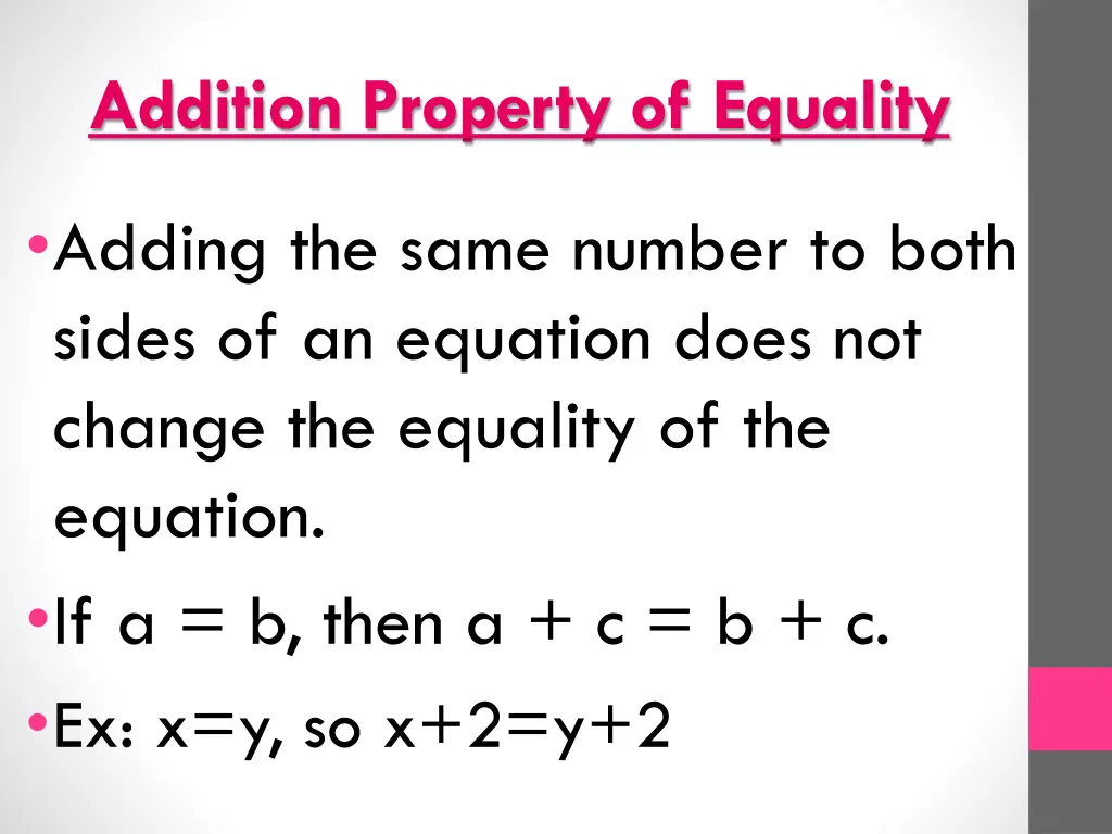 addition property of equality