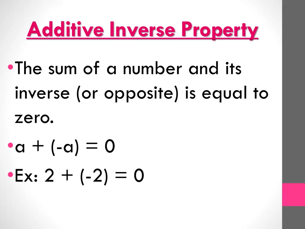 additive inverse property
