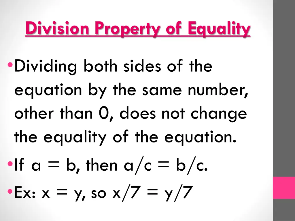 division property of equality