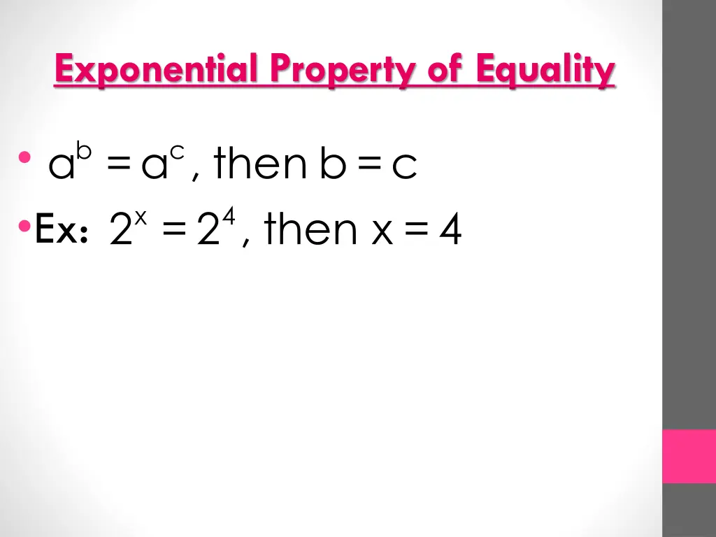 exponential property of equality