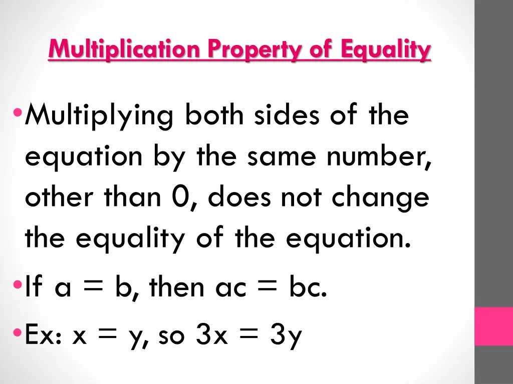 multiplication property of equality