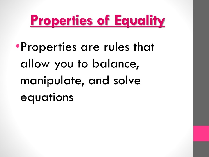 properties of equality