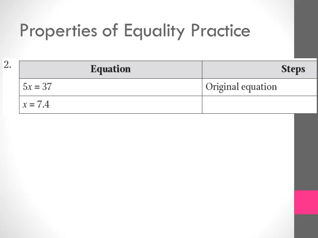 properties of equality practice 1