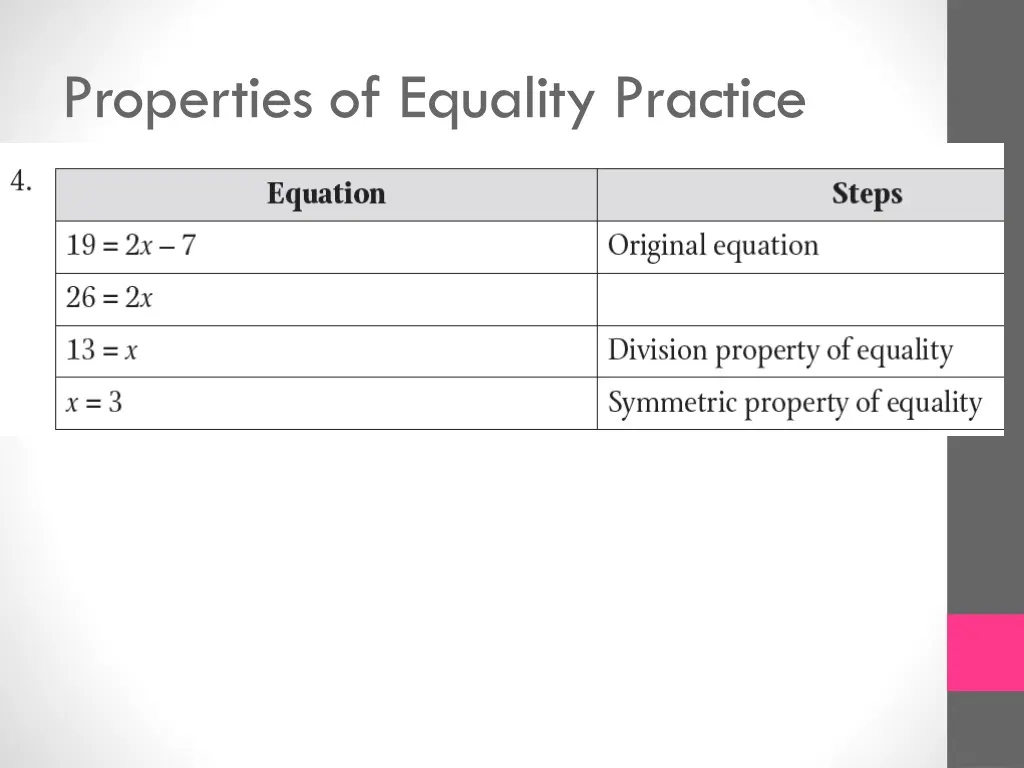 properties of equality practice 3