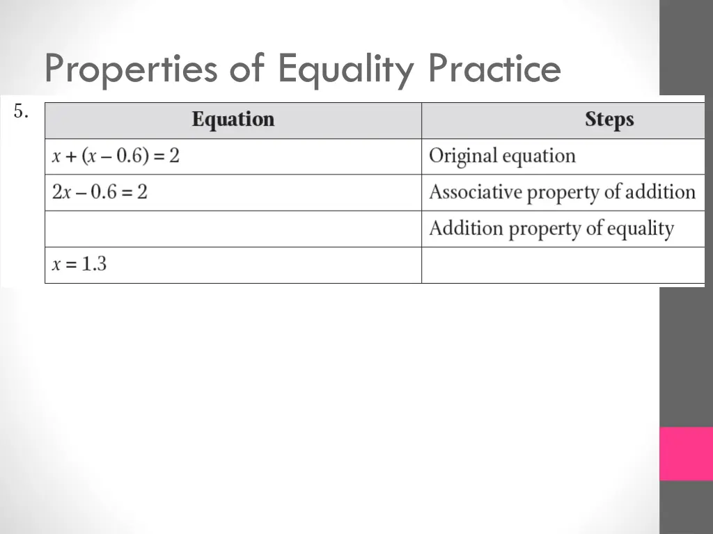 properties of equality practice 4