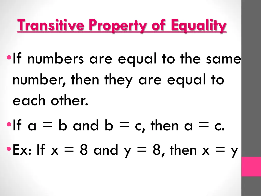 transitive property of equality