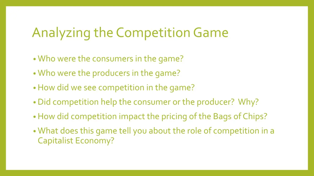 analyzing the competition game