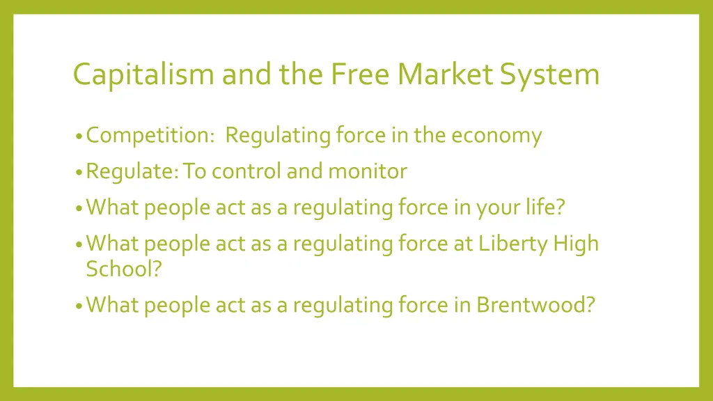 capitalism and the free market system 1