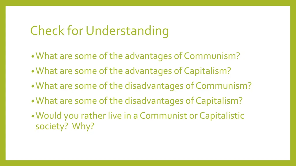 check for understanding 2