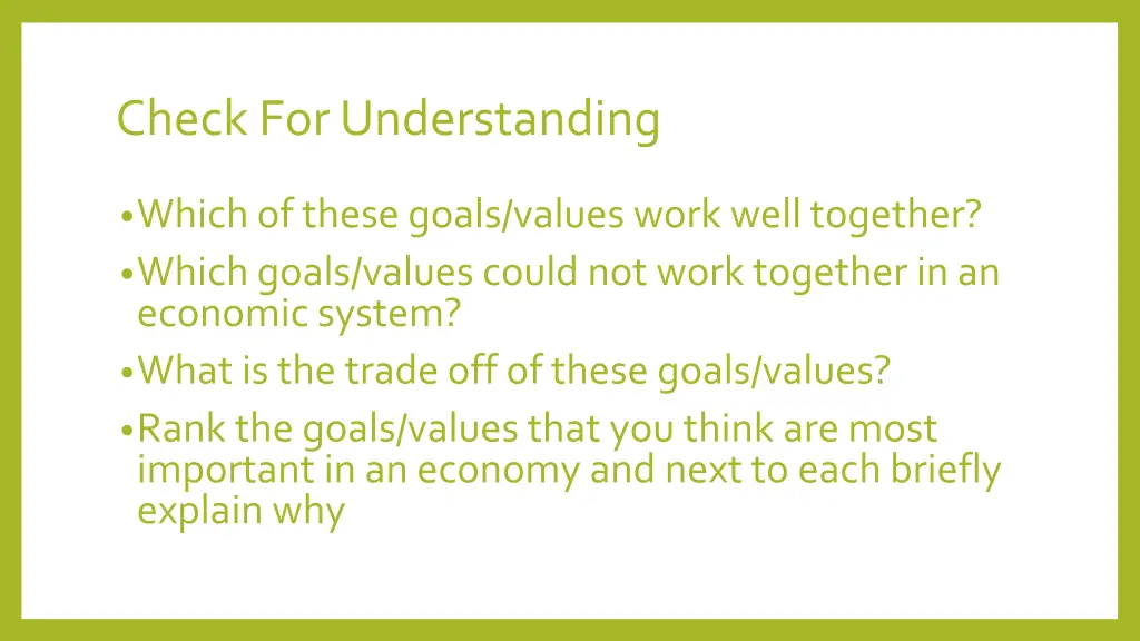 check for understanding