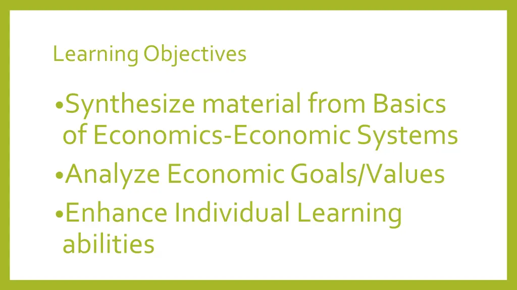 learning objectives