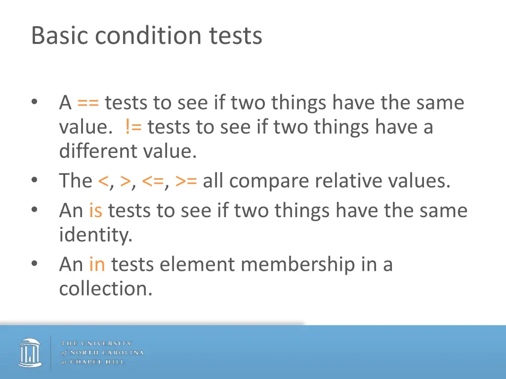 basic condition tests