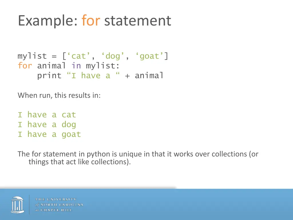 example for statement