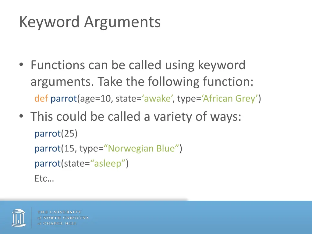 keyword arguments