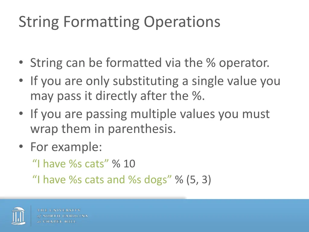 string formatting operations