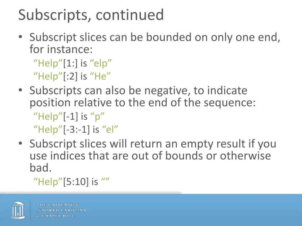 subscripts continued subscript slices