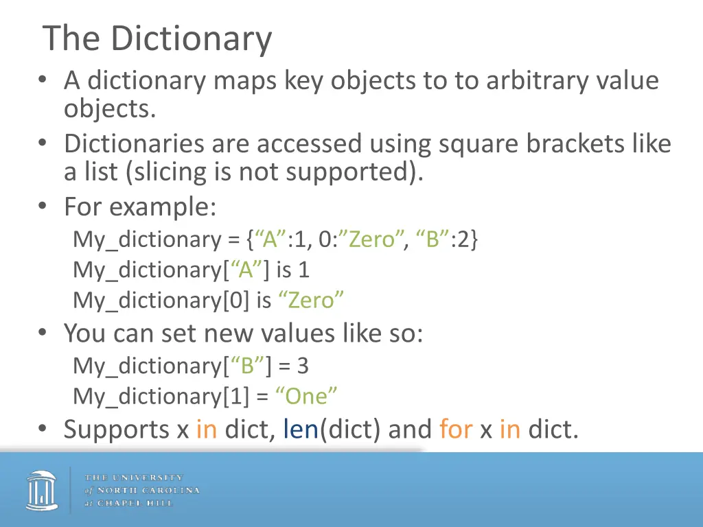 the dictionary a dictionary maps key objects