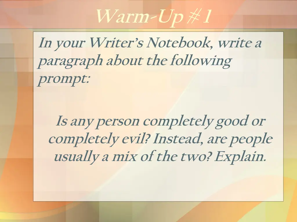 warm up 1