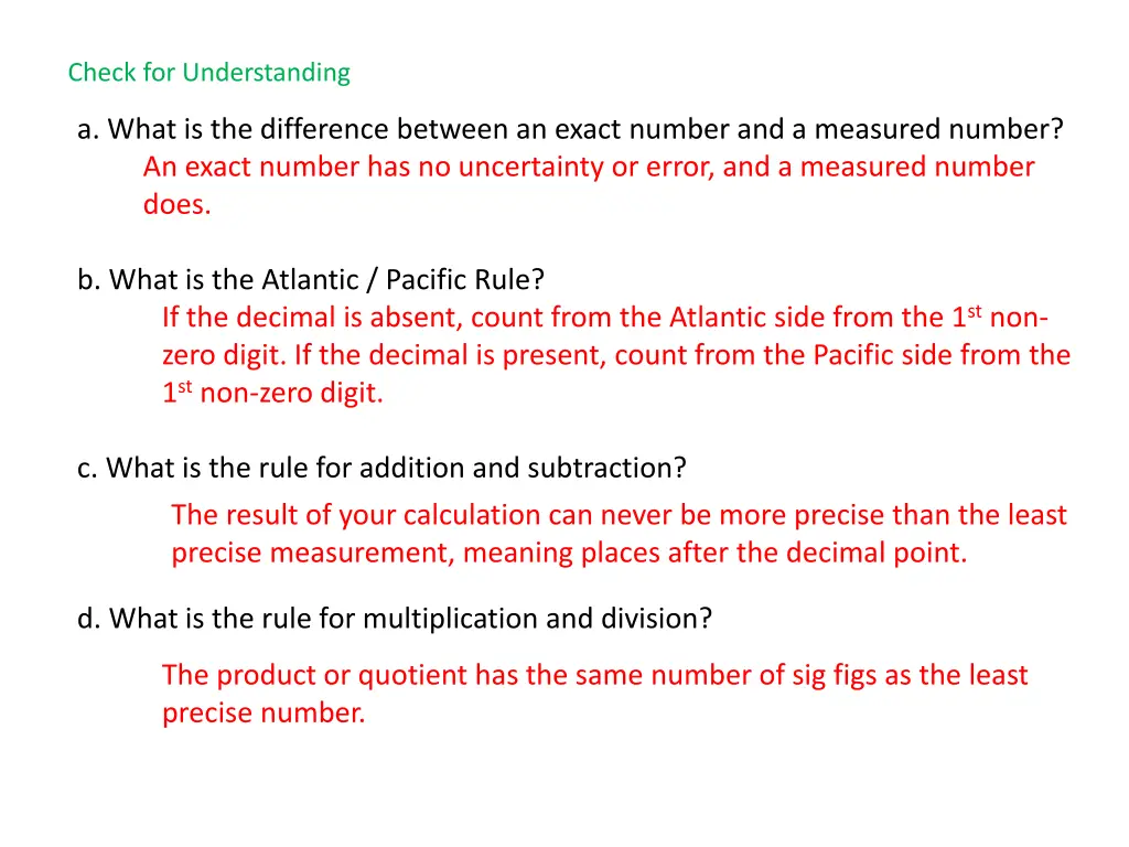 check for understanding 1
