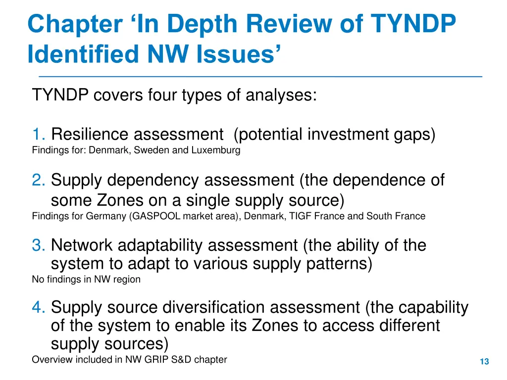 chapter in depth review of tyndp identified