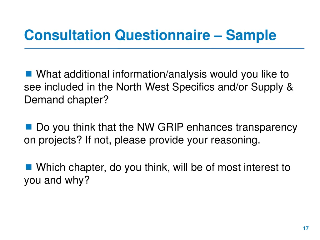 consultation questionnaire sample