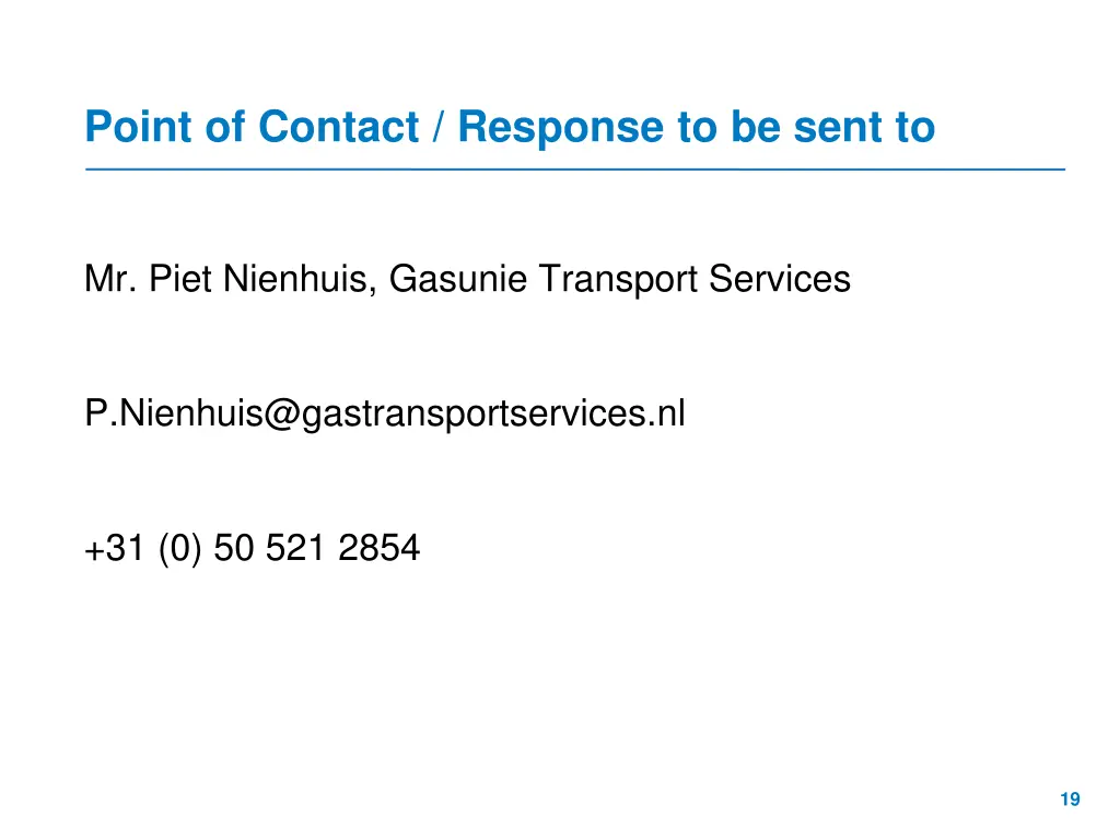 point of contact response to be sent to