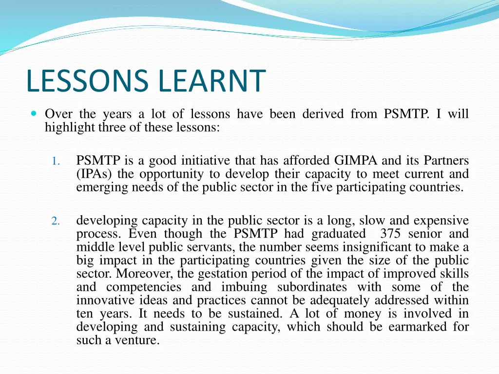 lessons learnt over the years a lot of lessons