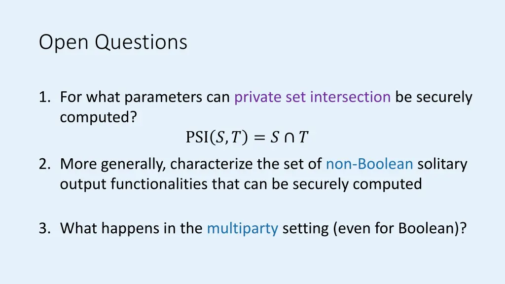 open questions