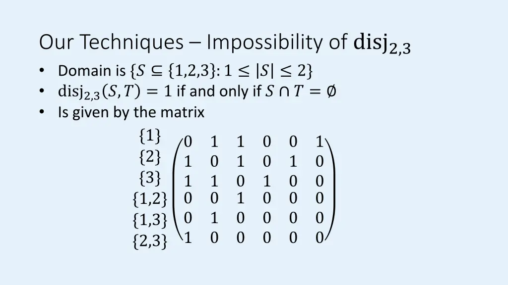 our techniques impossibility of disj 2 3 domain