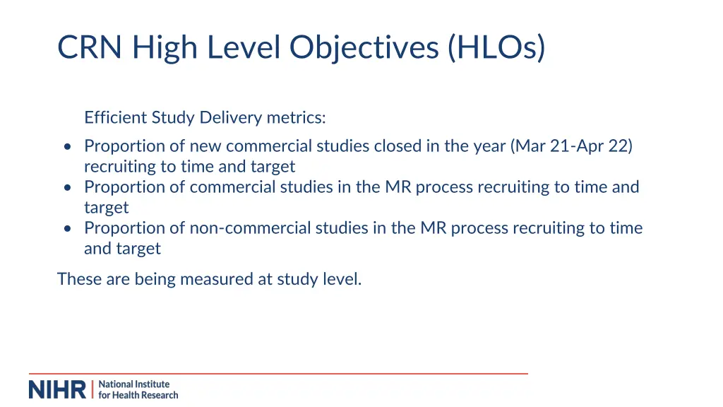 crn high level objectives hlos