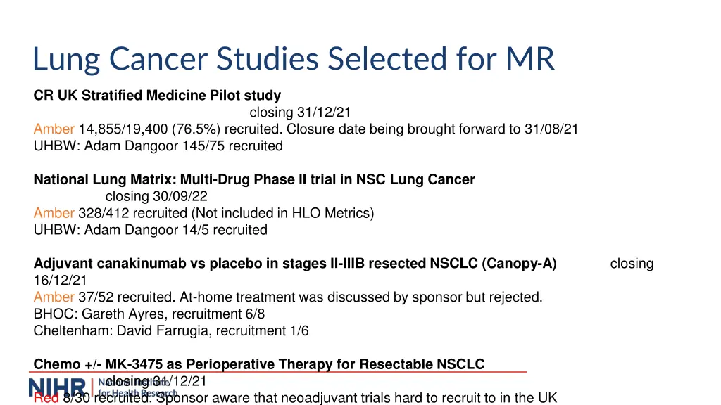 lung cancer studies selected for mr