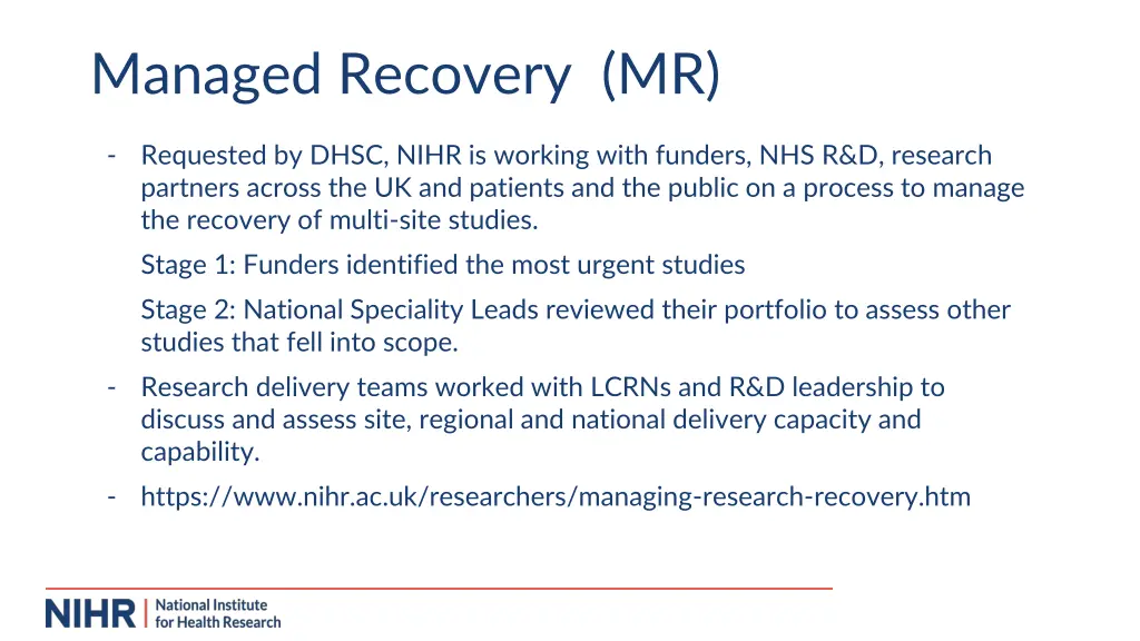 managed recovery mr