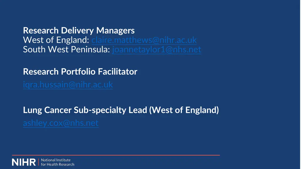 research delivery managers west of england claire