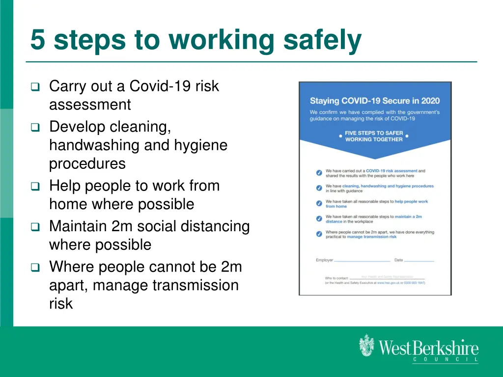 5 steps to working safely