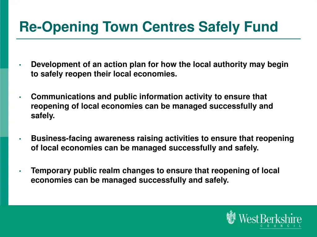 re opening town centres safely fund