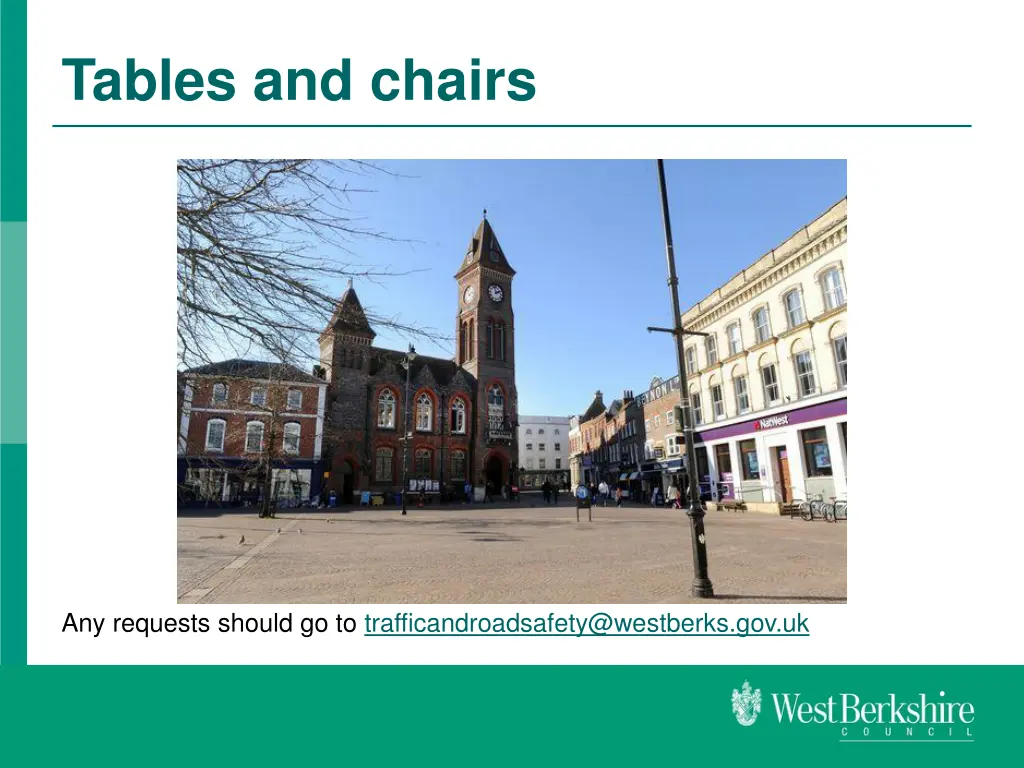tables and chairs