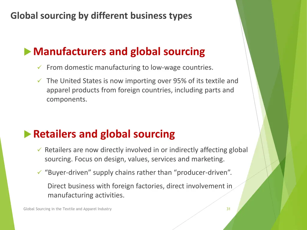 global sourcing by different business types