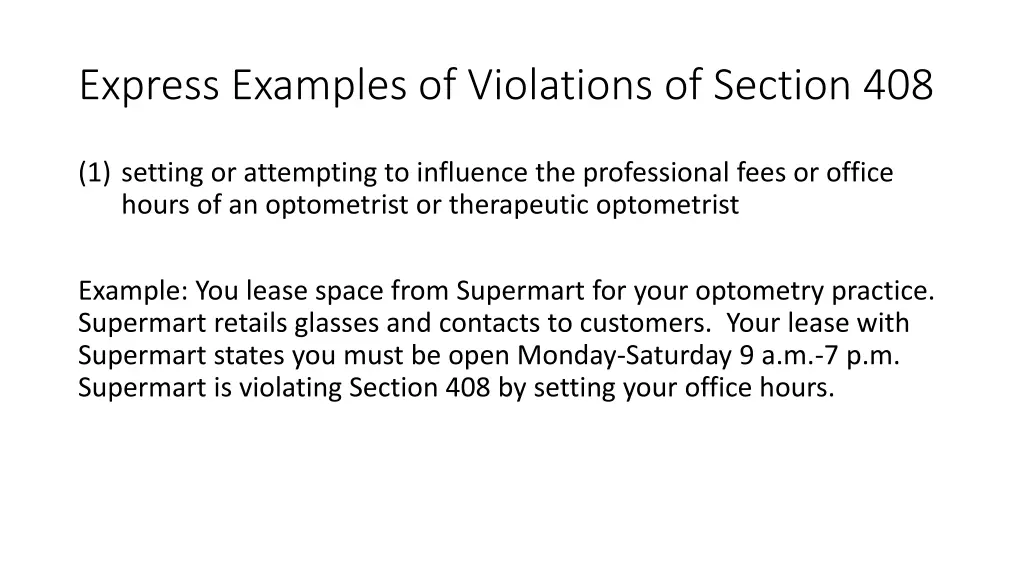 express examples of violations of section 408