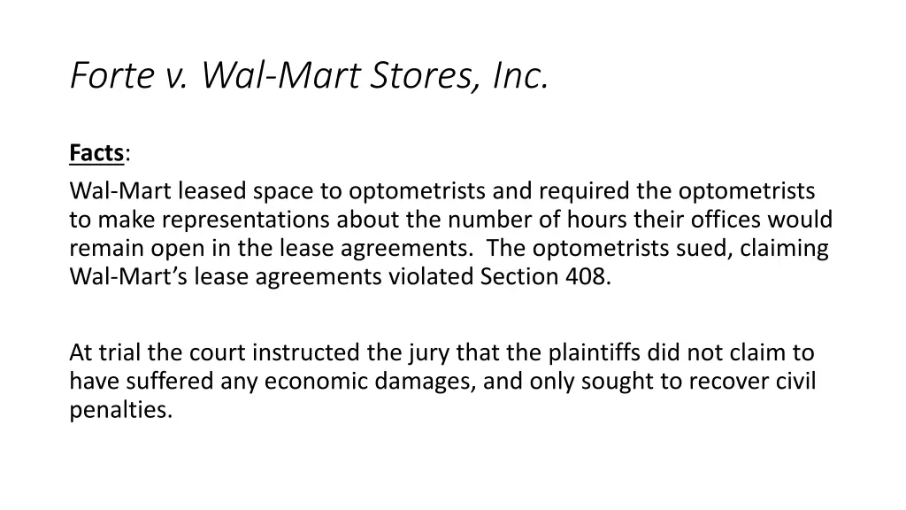 forte v wal mart stores inc