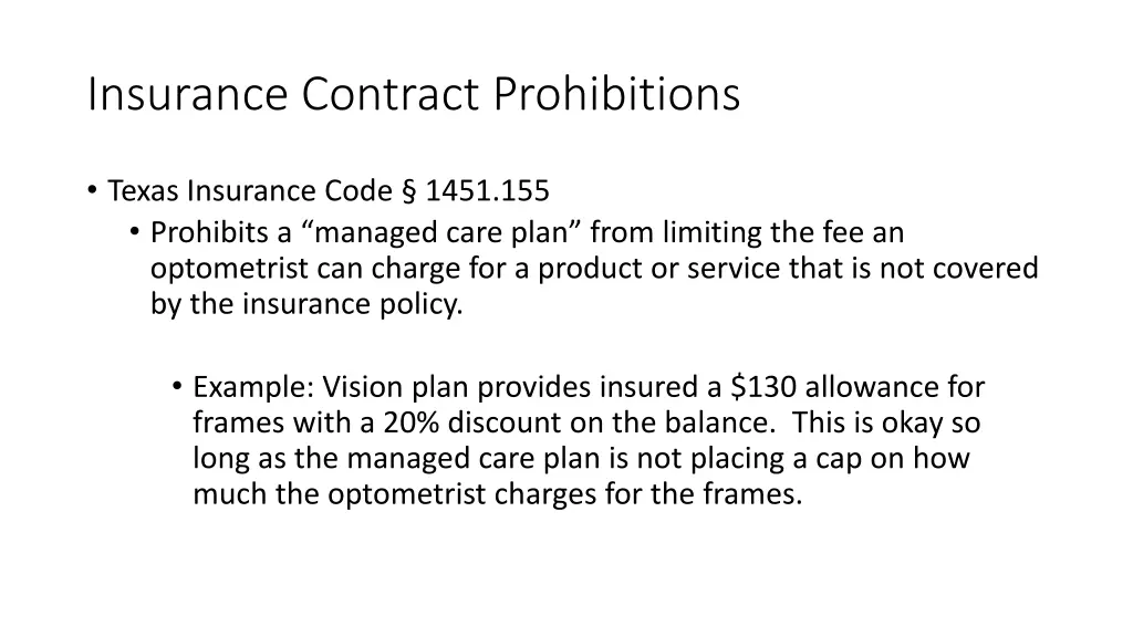 insurance contract prohibitions 1