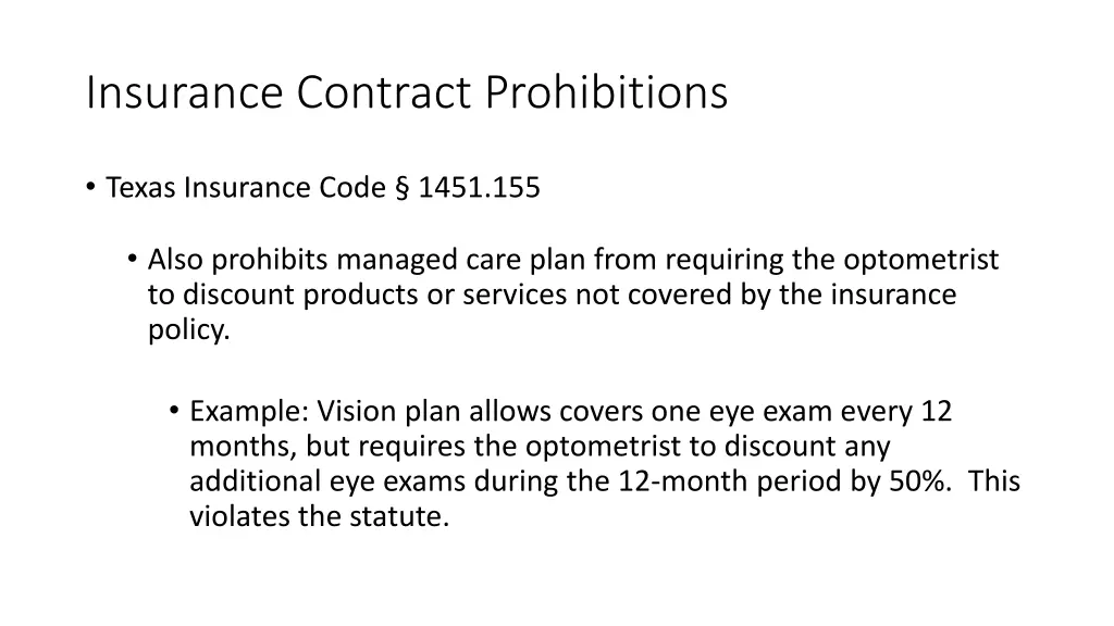 insurance contract prohibitions 2