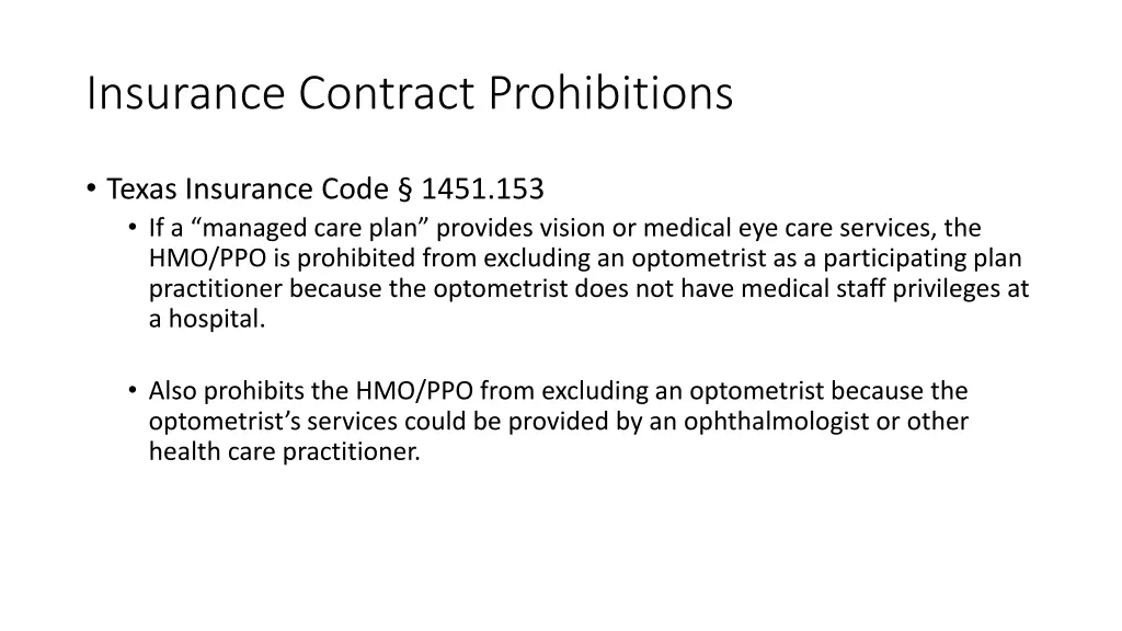 insurance contract prohibitions 3