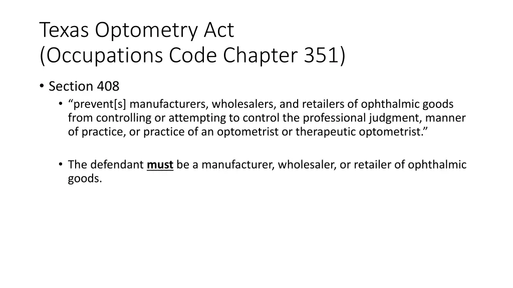 texas optometry act occupations code chapter 351 1