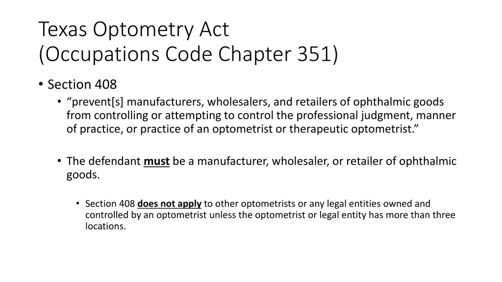 texas optometry act occupations code chapter 351 2